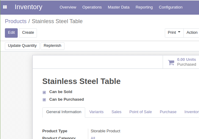 a product in odoo erp