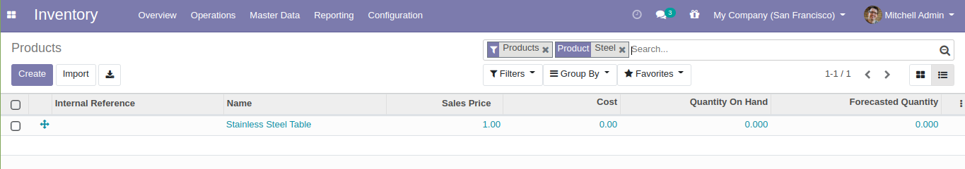 search a product in odoo erp