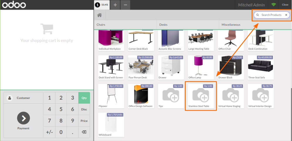 search a product in odoo pos